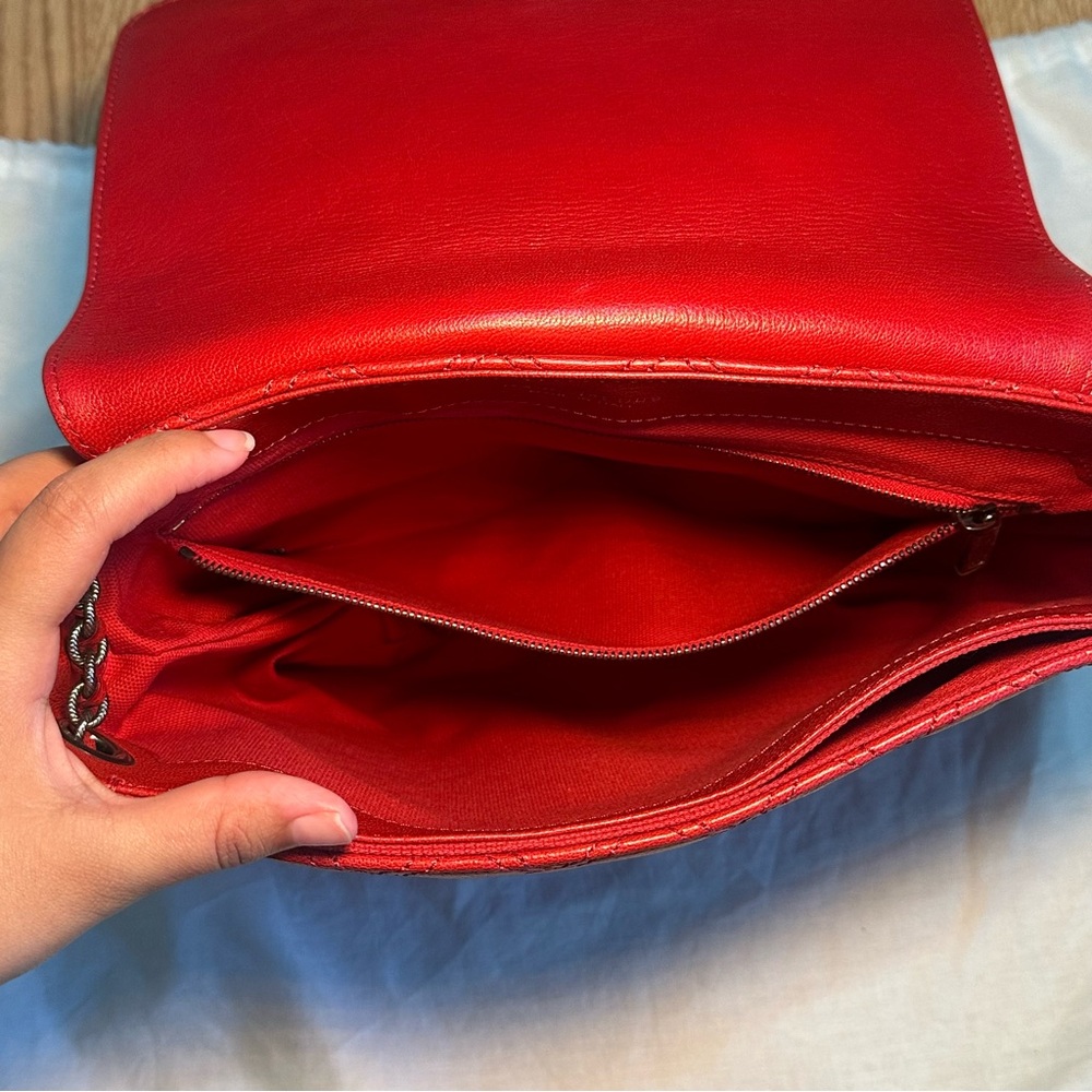 Marc Jacobs Red Quilted Leather Shoulder Bag | Vintage Style Chain Flap - Picture 8 of 9